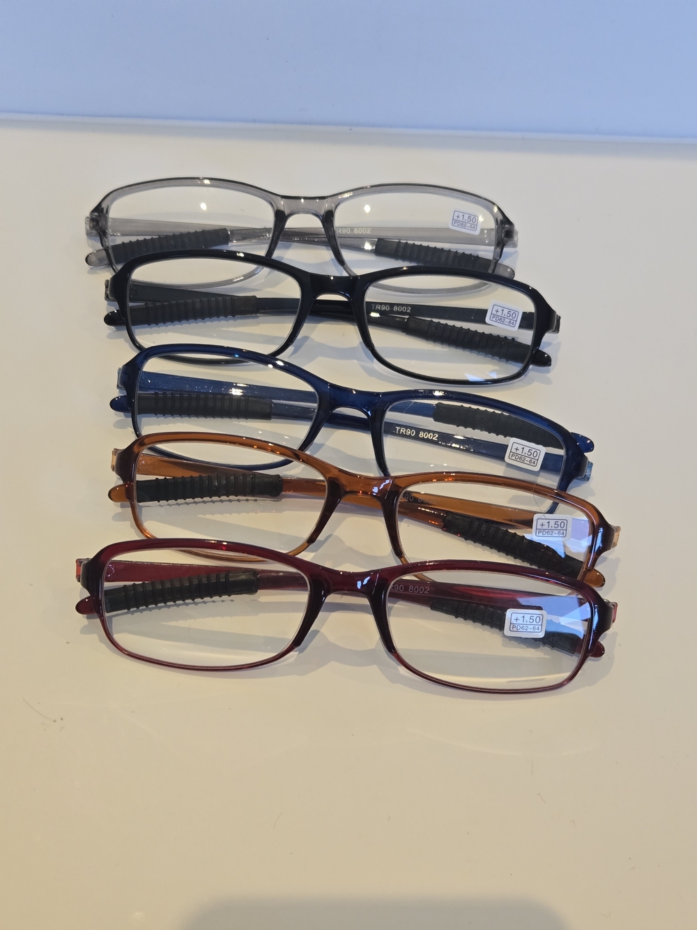 PROFLEX SpareSpecs Flexible Reading Glasses 5pcs Oval Blue Gray, Black Red Brown